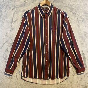 Bugle Boy VTG Striped Button-down Shirt‎ Men's Sz M Cotton Colorful  90's Preppy